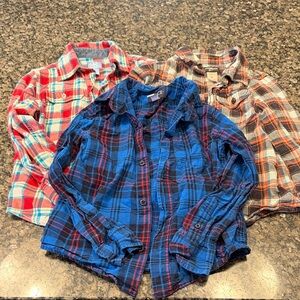 Kids Plaid Button Down Shirts - Blue, Red, Tan